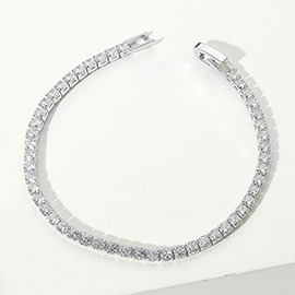 Round CZ Stone Tennis Chain Evening Bracelet