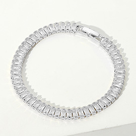 Baguette CZ Stone Tennis Chain Evening Bracelet