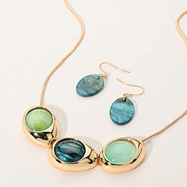 Sparkled Celluloid Acetate Pebble Link Pointed Necklace