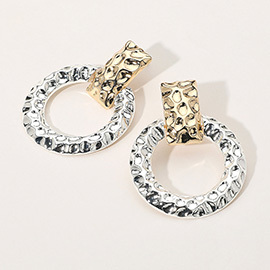 Two Tone Textured Metal Doorknocker Earrings