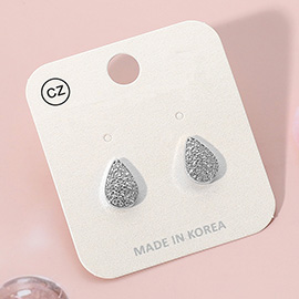 Stainless Steel CZ Stone Paved Teardrop Stud Earrings