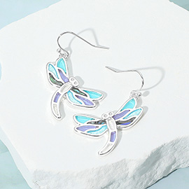 Sea Glass Dragonfly Dangle Earrings