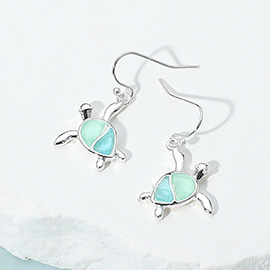 Sea Glass Sea Turtle Dangle Earrings