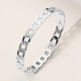 Stainless Steel Chain Hinged Bangle Bracelet