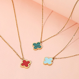 Stainless Steel Quatrefoil Pendant Necklace