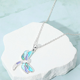Sea Glass Dragonfly Pendant Necklace