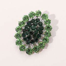 Glass crystal cluster oval brooch