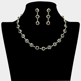 Floral Crystal Rhinestone Collar Necklace