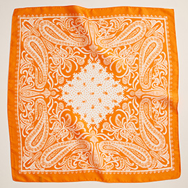 Abstract Pattern Printed Square Silky Satin Scarf