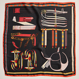 Equestrian Tack Printed Square Silky Satin Scarf