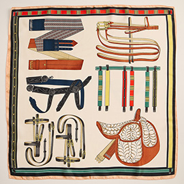 Equestrian Tack Printed Square Silky Satin Scarf