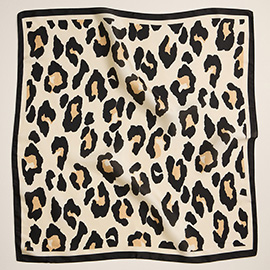 Leopard Pattern Printed Square Silky Satin Scarf