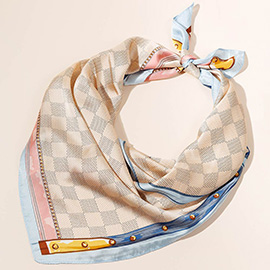 Trunk Lock Printed Square Silky Satin Scarf