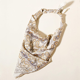 Paisley Printed Square Silky Satin Scarf