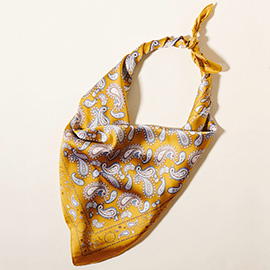 Paisley Printed Square Silky Satin Scarf