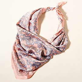 Paisley Printed Square Silky Satin Scarf