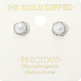 14K Gold Dipped Hypoallergenic Mini Pearl Stud Earrings