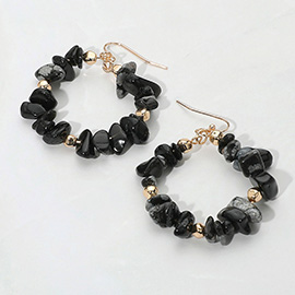 Semi Precious Natural Stone Beaded Ring Dangle Earrings