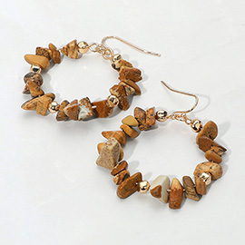 Semi Precious Natural Stone Beaded Ring Dangle Earrings