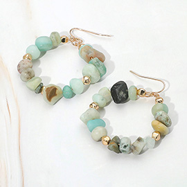 Semi Precious Natural Stone Beaded Ring Dangle Earrings