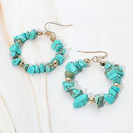 Semi Precious Natural Stone Beaded Ring Dangle Earrings