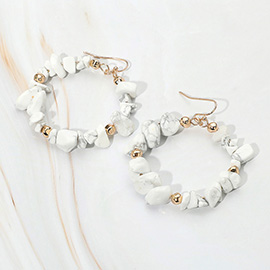 Semi Precious Natural Stone Beaded Ring Dangle Earrings
