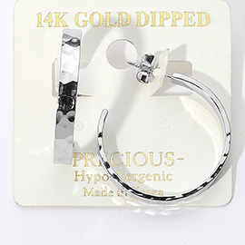14K Gold Dipped Hammered Metal Hoop Earrings