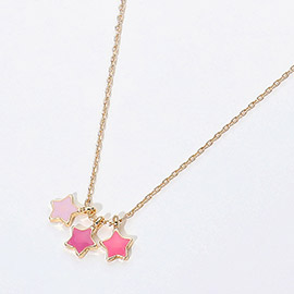 Triple Enamel Star Pendant Necklace