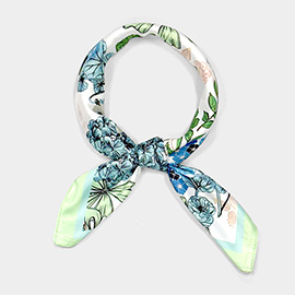 Earthy Floral Garden Printed Square Silky Satin Scarf