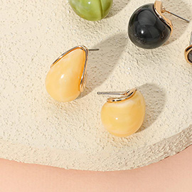 Chunky Celluloid Acetate Dome Teardrop Earrings