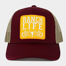 RANCH LIFE Message Steer Head Patch Pointed Mesh Back Trucker Hat