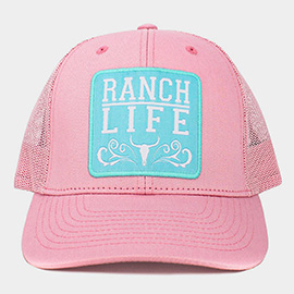 RANCH LIFE Message Steer Head Patch Pointed Mesh Back Trucker Hat