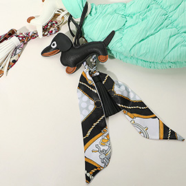 Faux Leather Dog Tassel Scarf Keychain / Bag Charm