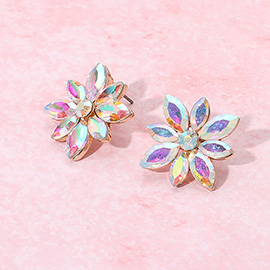Marquise Stone Cluster Flower Earrings