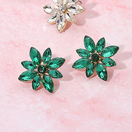 Marquise Stone Cluster Flower Earrings