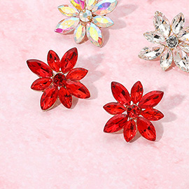 Marquise Stone Cluster Flower Earrings