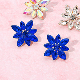 Marquise Stone Cluster Flower Earrings