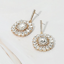 Flower Stone Cluster Drop Evening Earrings