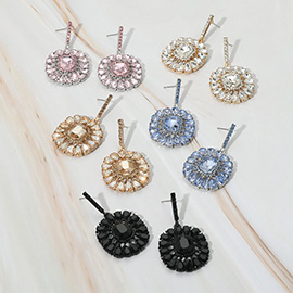 Flower Stone Cluster Drop Evening Earrings
