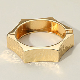 Hammered Metal Geometric Spike Hinged Bangle Bracelet
