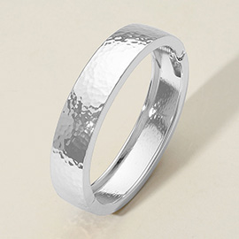Hammered Metal Hinged Bangle Bracelet