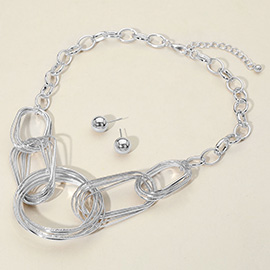 Abstract Metal Ring Linked Chain Necklace