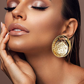 Textured Metal Oval Clip On Earrings