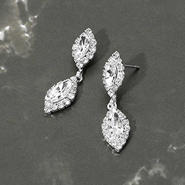 Marquise Stone Cluster Dangle Evening Earrings