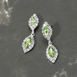 Marquise Stone Cluster Dangle Evening Earrings