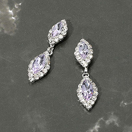 Marquise Stone Cluster Dangle Evening Earrings