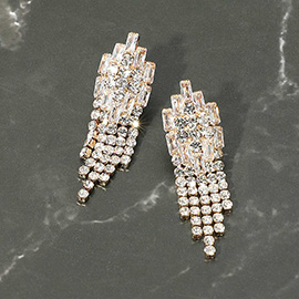 Rhinestone Fringe Evening Earrings