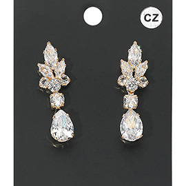 Marquise Teardrop CZ Stone Dangle Evening Earrings