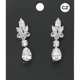 Marquise Teardrop CZ Stone Dangle Evening Earrings