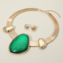 Bold Resin Stone Statement Necklace